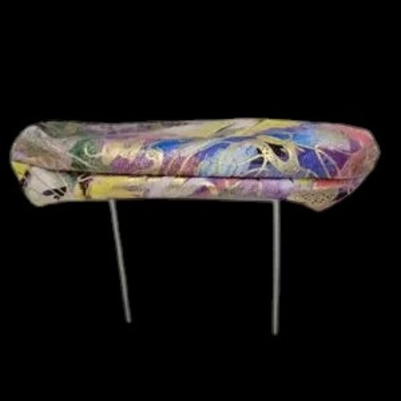 Vintage Hand Painted Leather Zip Clutch Gold Embellished - Picture 4 of 5